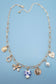 CERAMIC PORCELAIN BOW HEART CHARM LINK NECKLACE | 80N91547: Gold