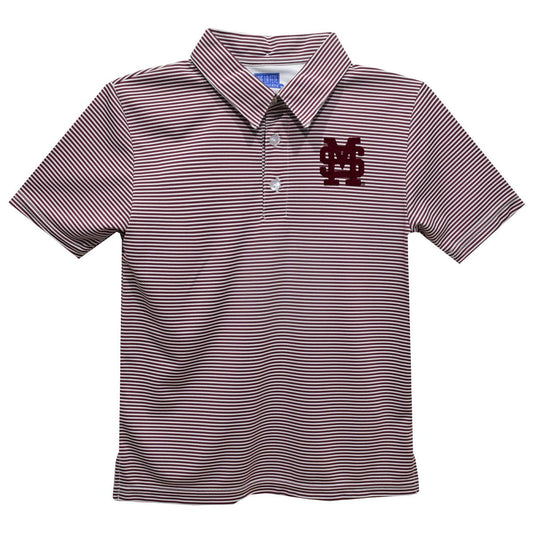 YOUTH - Mississippi State Bulldogs Embroidered Stripes Polo Shirt