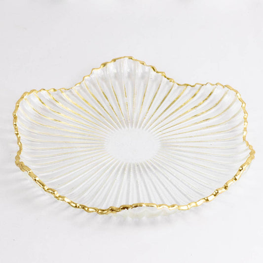 Gatsby Glass Serving Platter - Clear + Gold