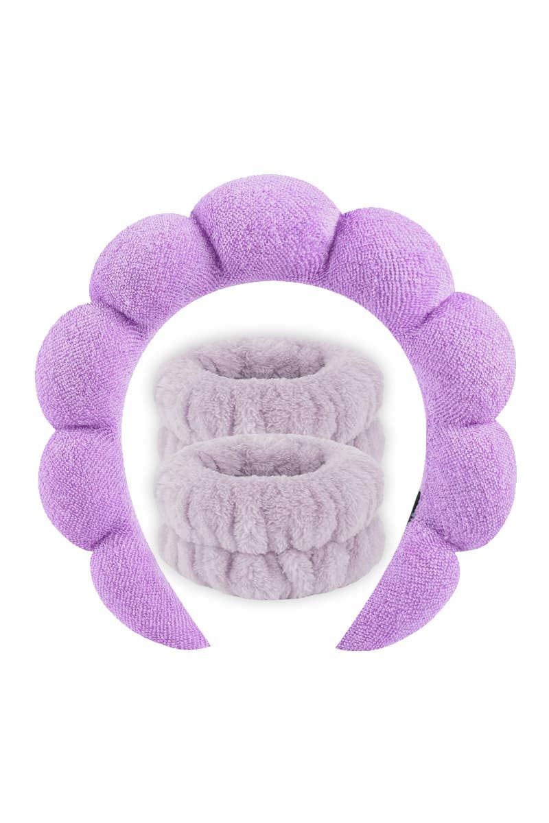 Purple Spa Headband & Wristband Set
