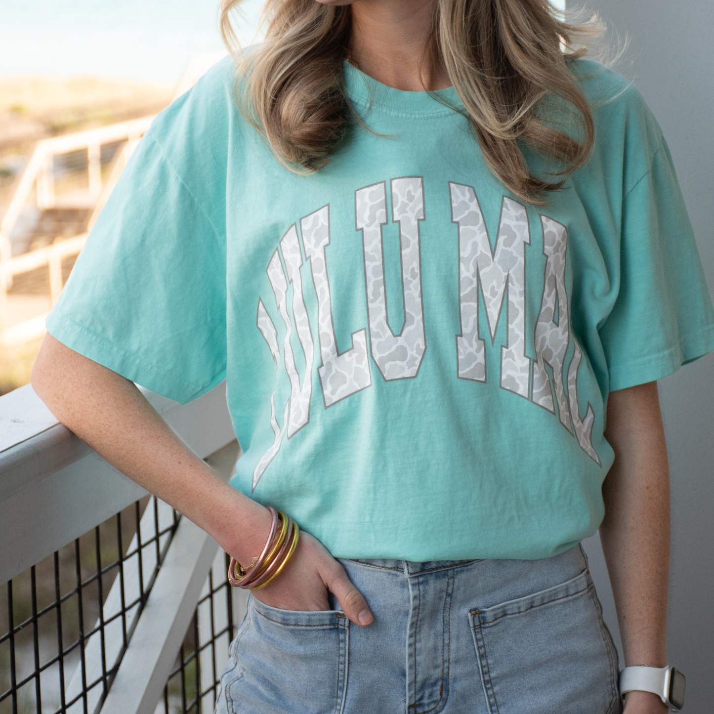 Adult Lulu Mac Chalky Mint + Camo Tee