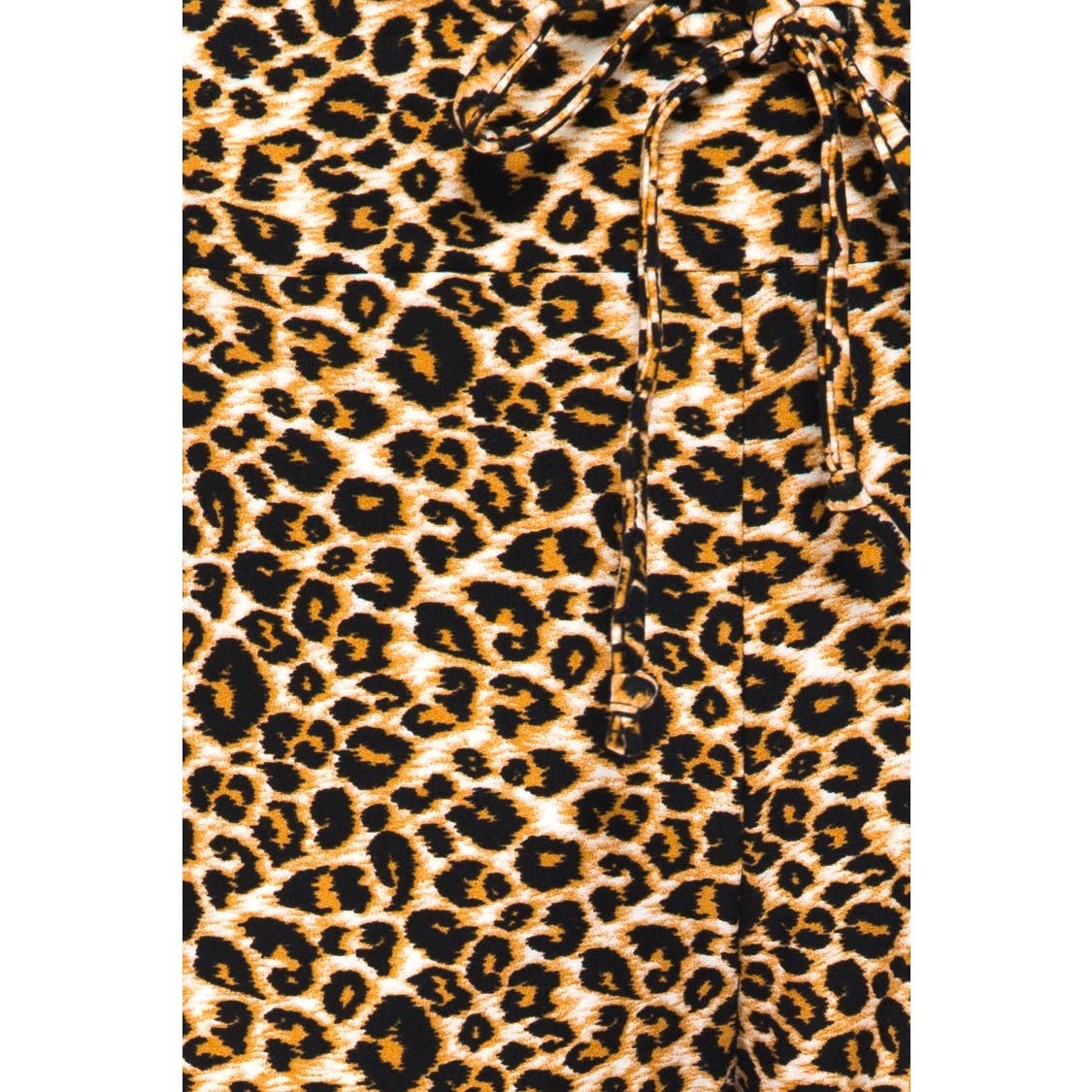 Tan & Black Leopard Print Pajama Pants with Drawstring