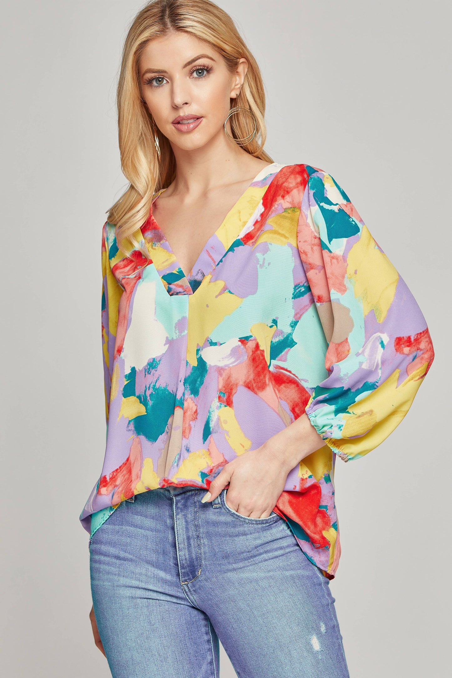 Abstract Patterned Blouse Top