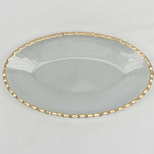 Cordova Oval Serving Tray - Clear + Gold