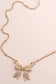 PEARL BOW CHARM BALL CHAIN NECKLACE | Gold