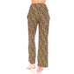 Tan & Black Leopard Print Pajama Pants with Drawstring