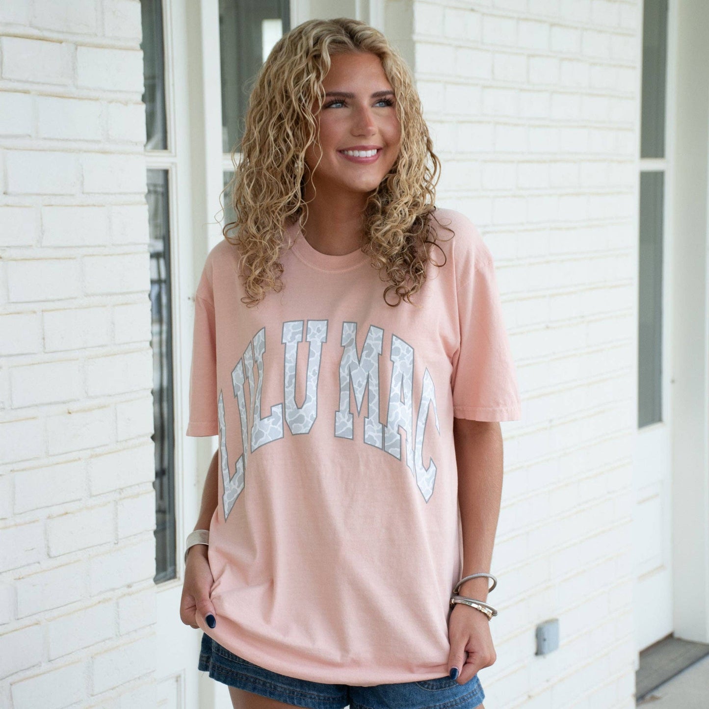 Adult Lulu Mac Peachy + Camo Tee