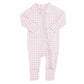 Rosey Gingham Peter Pan Collar Ruffle Zipper Footie