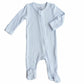 Ice Blue Bamboo Waffle Zipper Footie