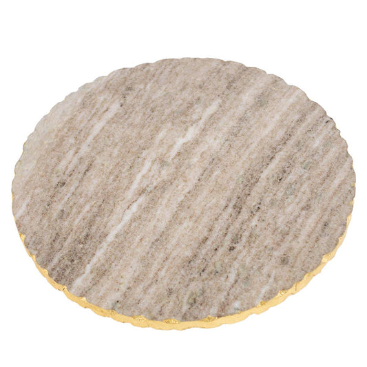 Strasbourg Marble Lazy Susan - Taupe + Gold