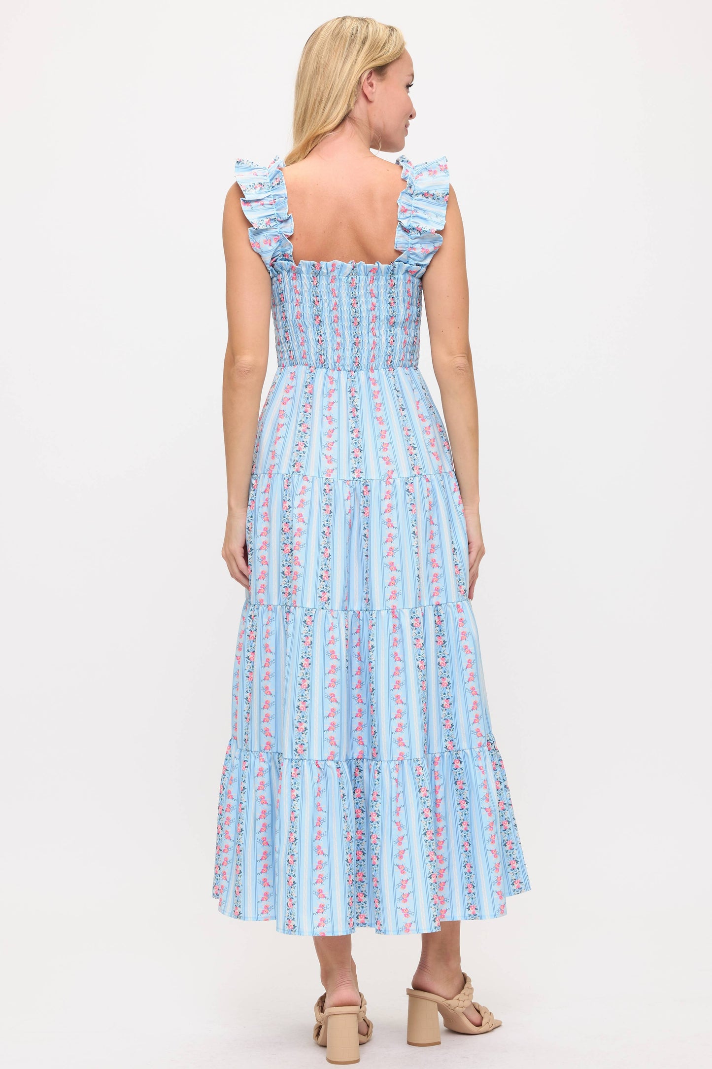 Blue Floral Boho Dress