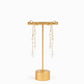 Long Bow Pearl Deco Drop Earrings: Gold