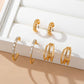 Baguette Stone Hoop, Geo Hoop Trio Earrings