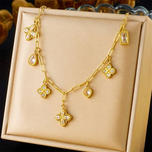 18K STAINLESS STEEL TARNISH FREE CHARM NECKLACE | GOLD