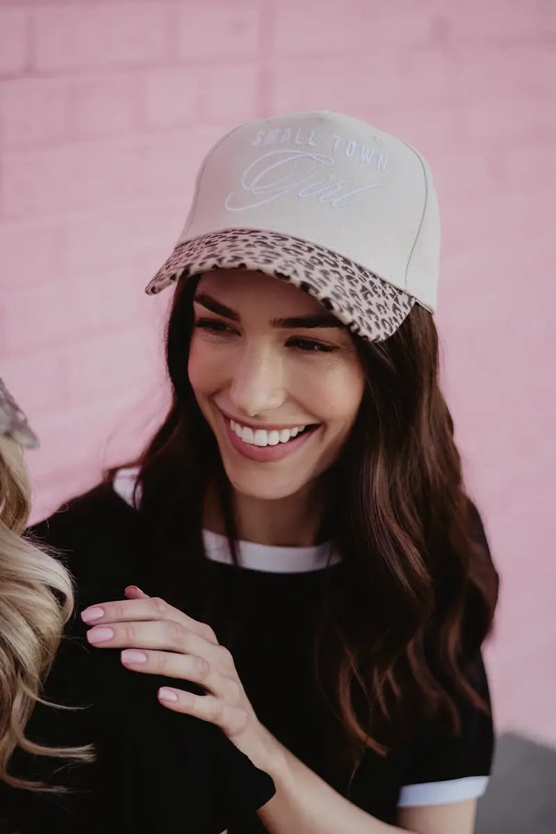 Small Town Girl Trucker Vintage Hat Grad Gift: Pink and Light Pink Stripe