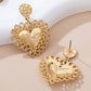 Ornate Hammered Heart Drop Earrings | 80E61656: GOLD