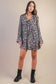 Mocha Leopard Printed Pleated Mini Dress