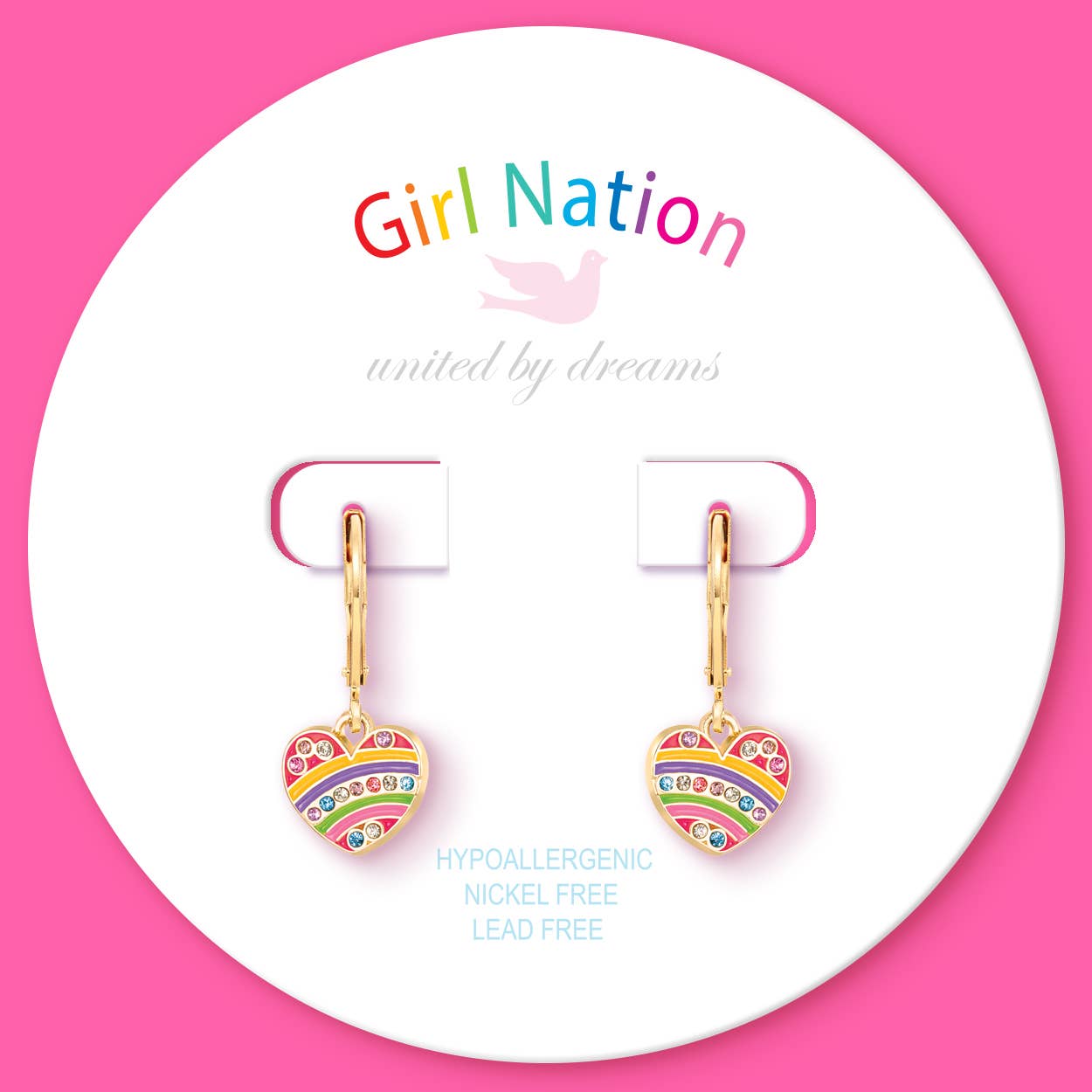 Crystal Rainbow Heart | Leverback Dangle Earrings