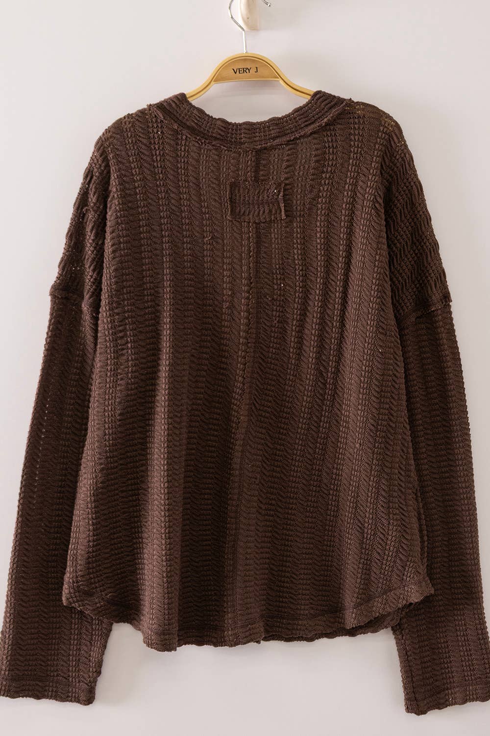 Chocolate Open Weave V-Neck Top