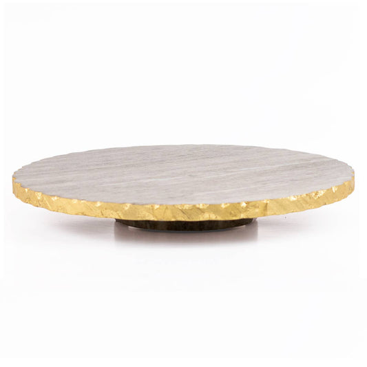 Strasbourg Marble Lazy Susan - Taupe + Gold