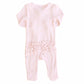 Pearl Pink Bamboo Waffle Zipper Ruffle Footie