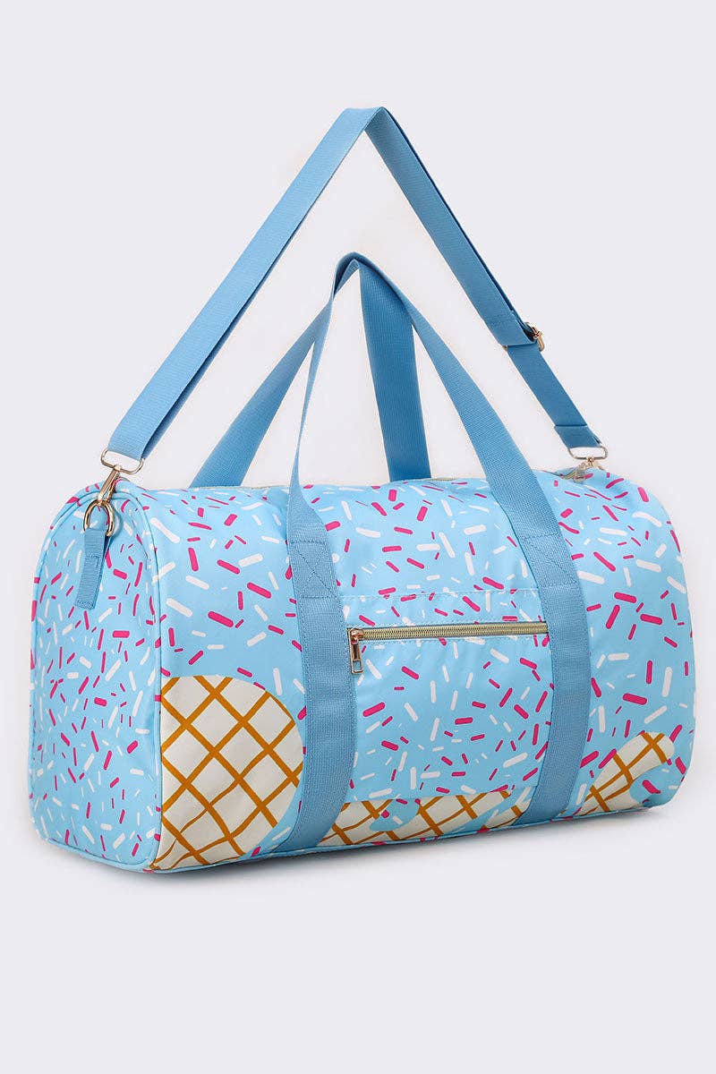 Light Blue Ice Cream Drip Pattern Canvas Duffle Bag