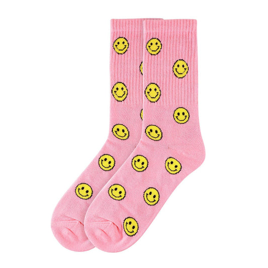 Women's Pink Smiley Face Novelty Socks
