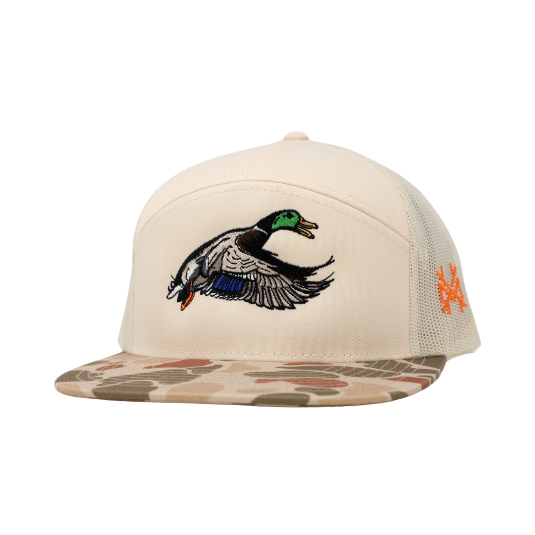 Mallard: 7 panel harvest camo/natural Hat
