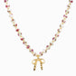 Pink Bead Bow Pendant Necklace