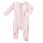 Pearl Pink Bamboo Waffle Zipper Ruffle Footie