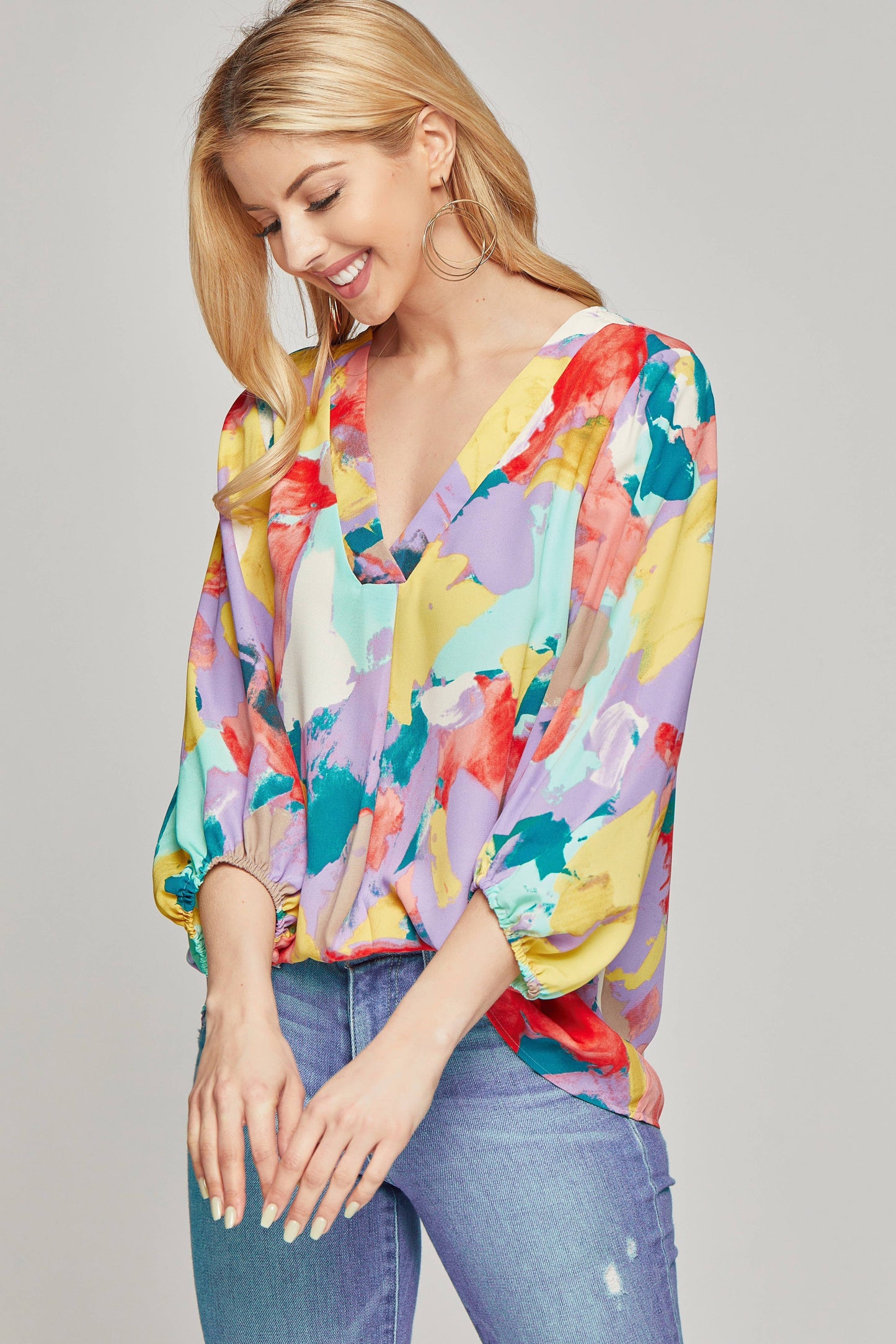 Abstract Patterned Blouse Top