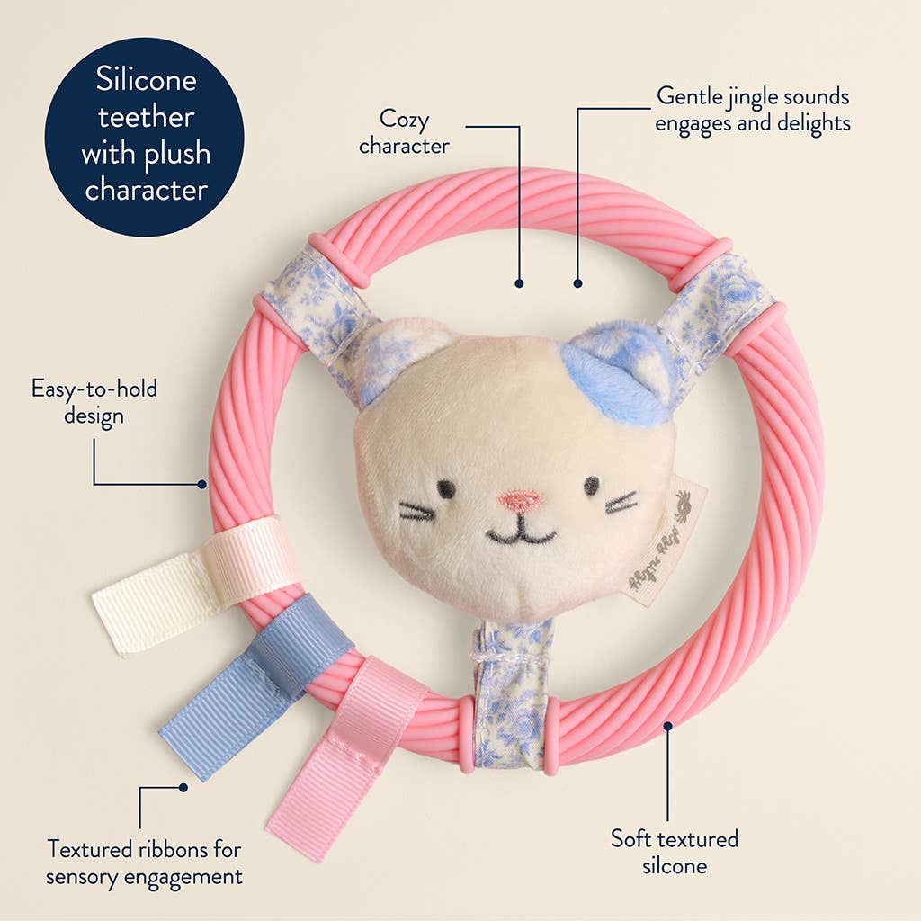 *NEW* Itzy Ring Pal™ - Teething Ring with Plush Character: Pink Kitty