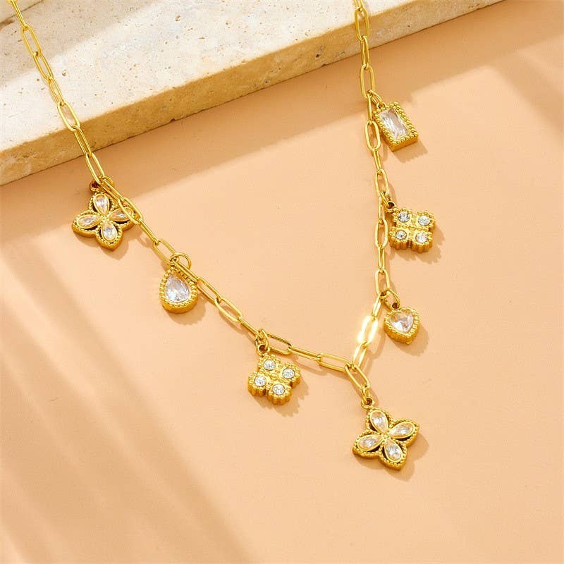 18K STAINLESS STEEL TARNISH FREE CHARM NECKLACE | GOLD