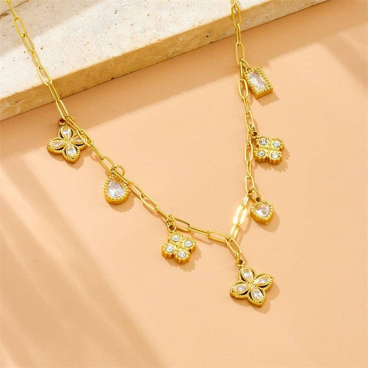 18K STAINLESS STEEL TARNISH FREE CHARM NECKLACE | GOLD