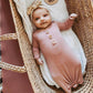 Solid Mauve Bamboo Baby Knot Gown & Hat: Newborn / 7-14lbs+