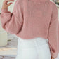 Solid Color Big Flower Accent Drop Shoulder Sweater