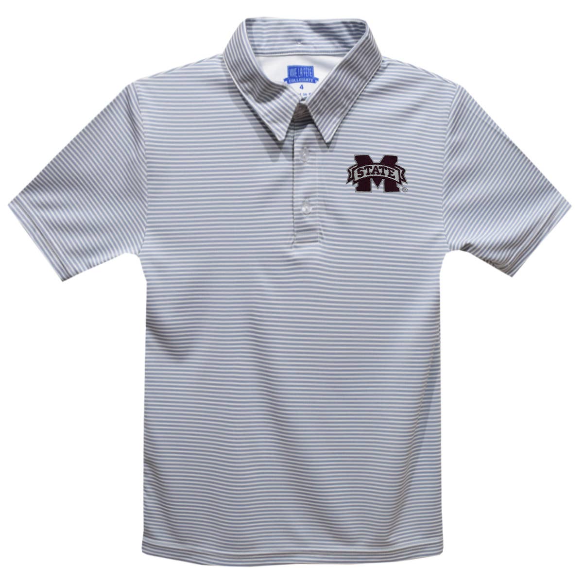 YOUTH - Mississippi State Bulldogs Gray Stripes Polo Shirt