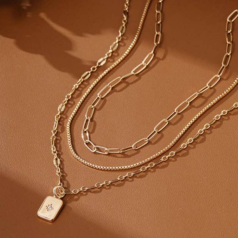 18K STAINLESS STEEL TARNISH FREE LAYERED NECKLACE | GOLD