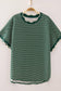 Green Stripe Scallop Trim Stripe Knit Top