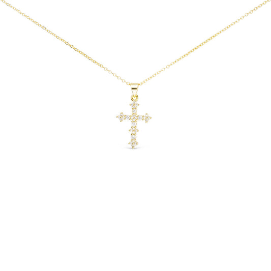 Gold CZ Timeless Cross Necklace