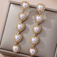 Pearl Heart Cascade Drop Earrings | GOLD