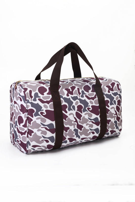 Maroon Camo Print Duffel Bag
