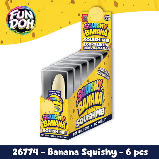 Fun Doh Squishy Banana Stress Relief Toy - 6/Display: Wholesale Price
