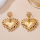 Ornate Hammered Heart Drop Earrings | 80E61656: GOLD