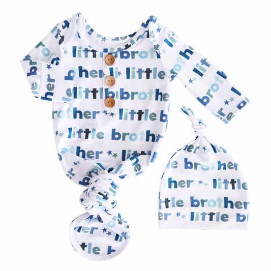 Newborn Baby Knot Gown & Hat Set | Little Brother
