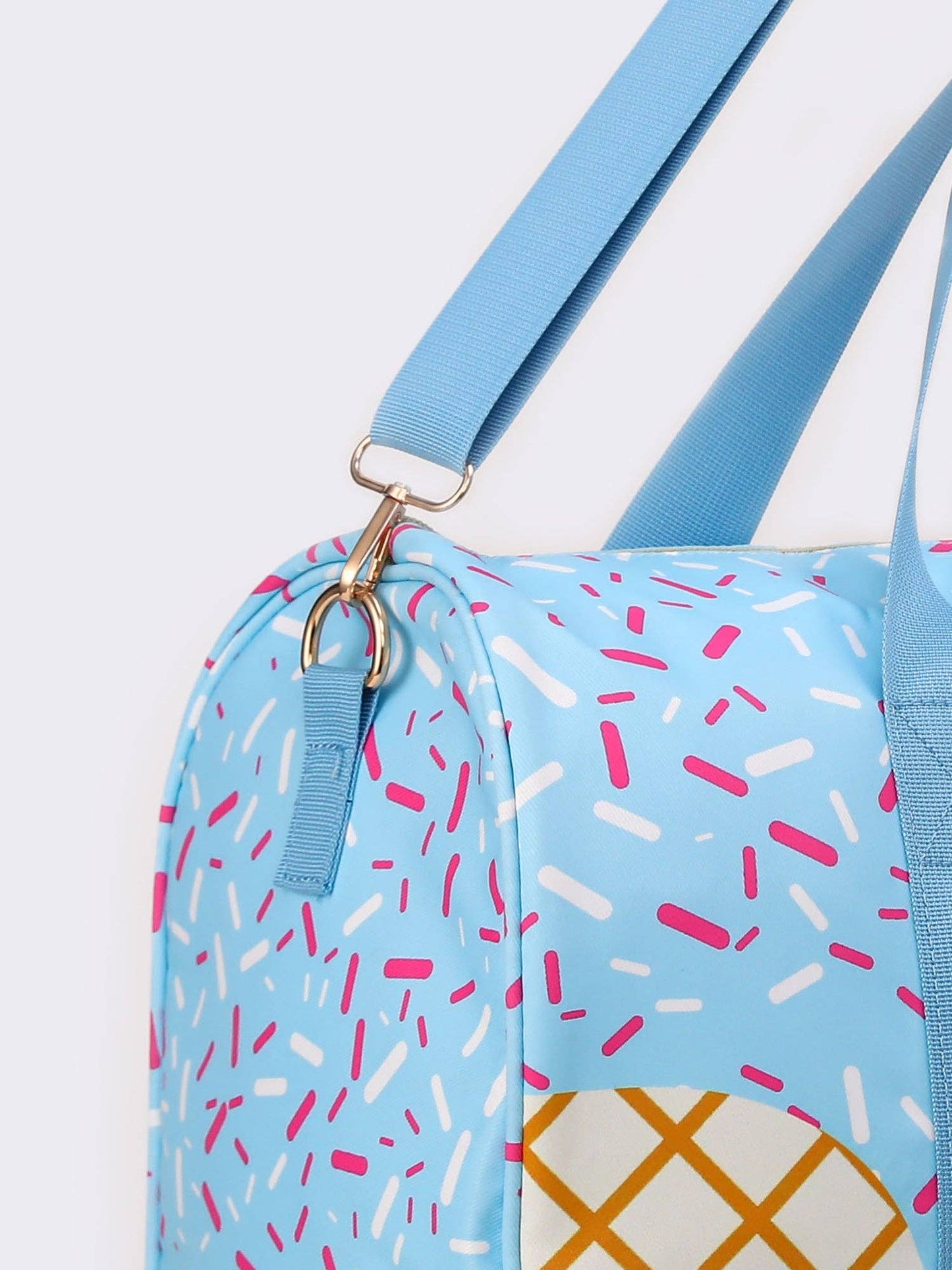 Light Blue Ice Cream Drip Pattern Canvas Duffle Bag