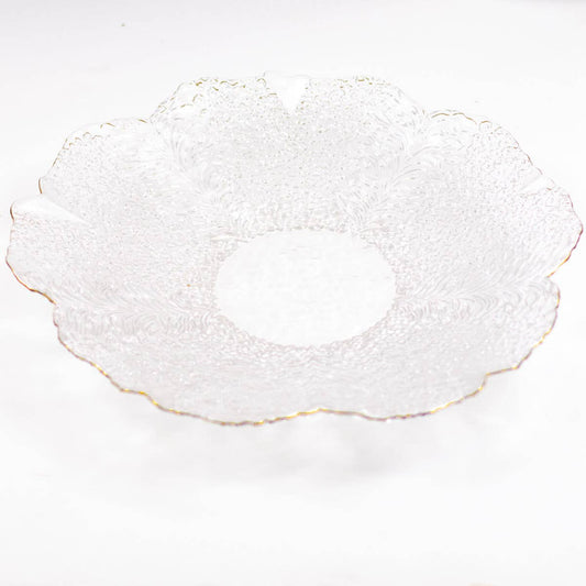 Cannes Glass Serving Bowl - Clear + Gold
