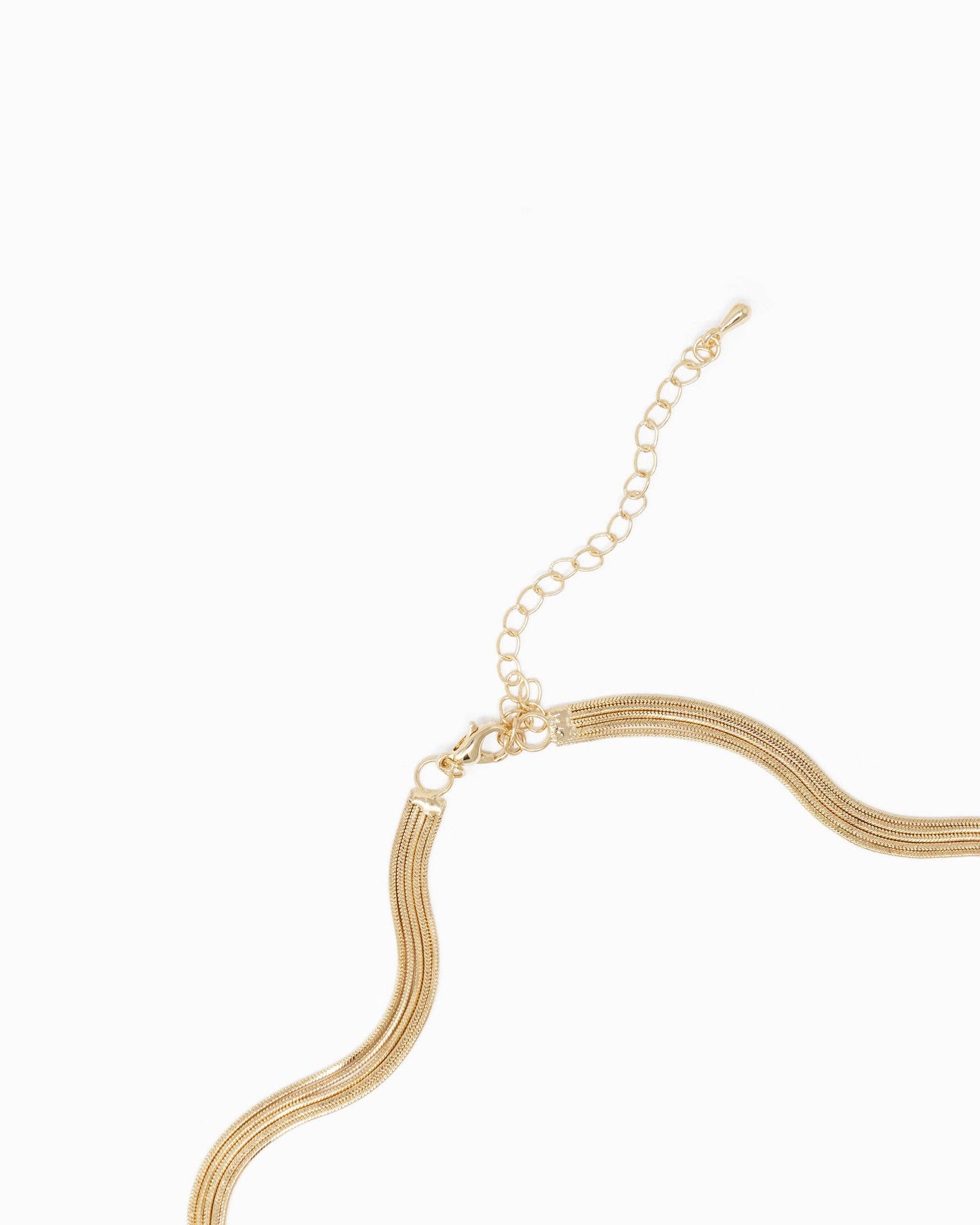 Five Layered Round Snake Chain Necklace: Gold