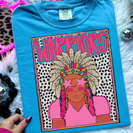 Warriors Indian Headdress Colorful Mascot DTF Heat Transfer: Youth