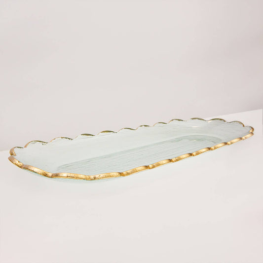 Chapelle Oval Serving Platter - Clear + Gold